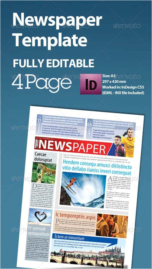 255 graphicriver newspaper template a3 format 4 page