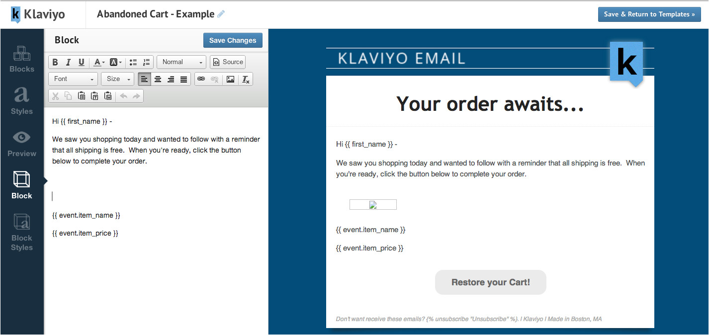 klaviyo launches abandoned carts features for ecommerce