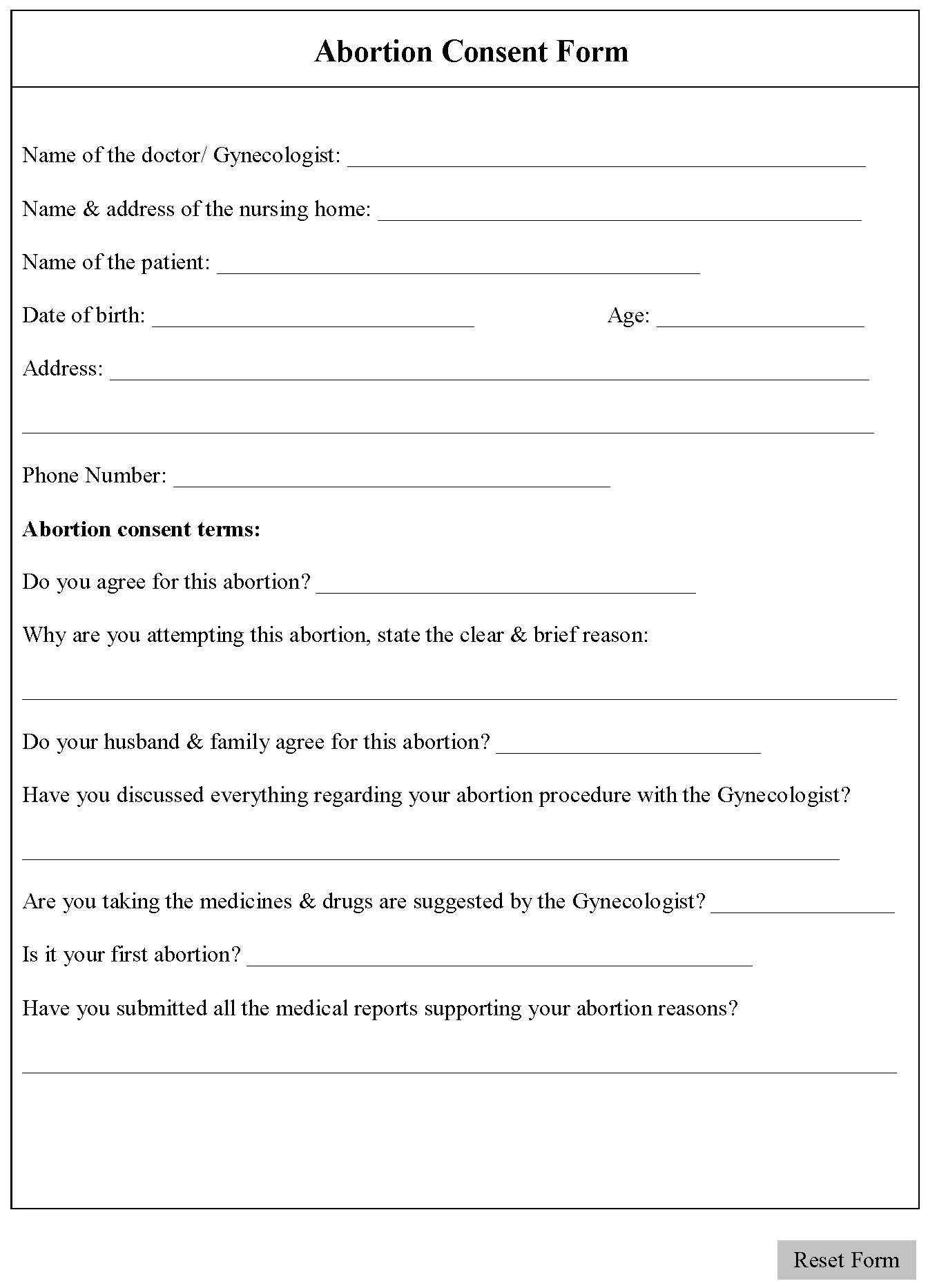 abortion consent form