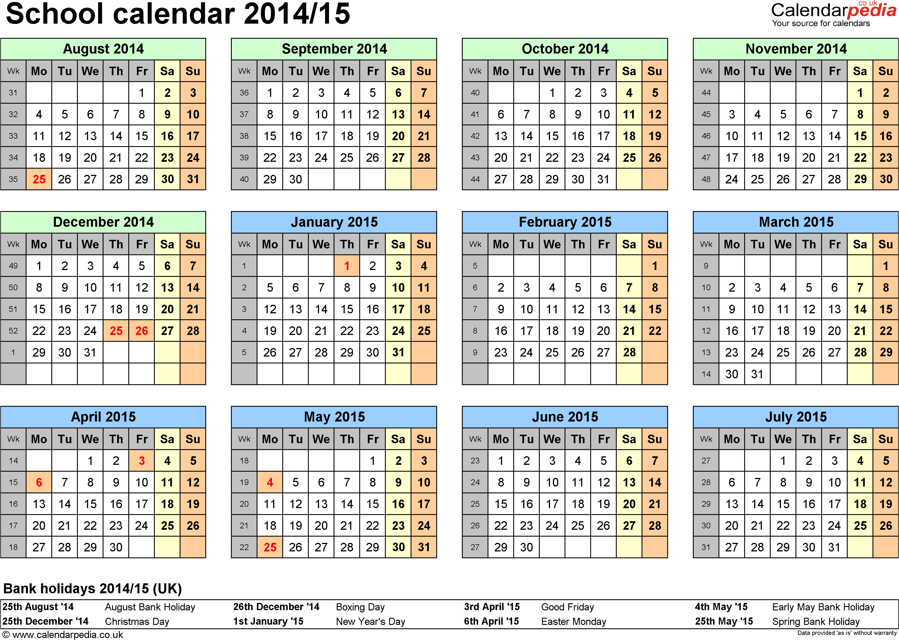 Academic Calendar Template 2014-15 6 Best Images Of Printable School Calendar 2014 2015