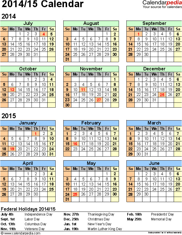 academic calendar 2014 15 template 2014 excel calendar