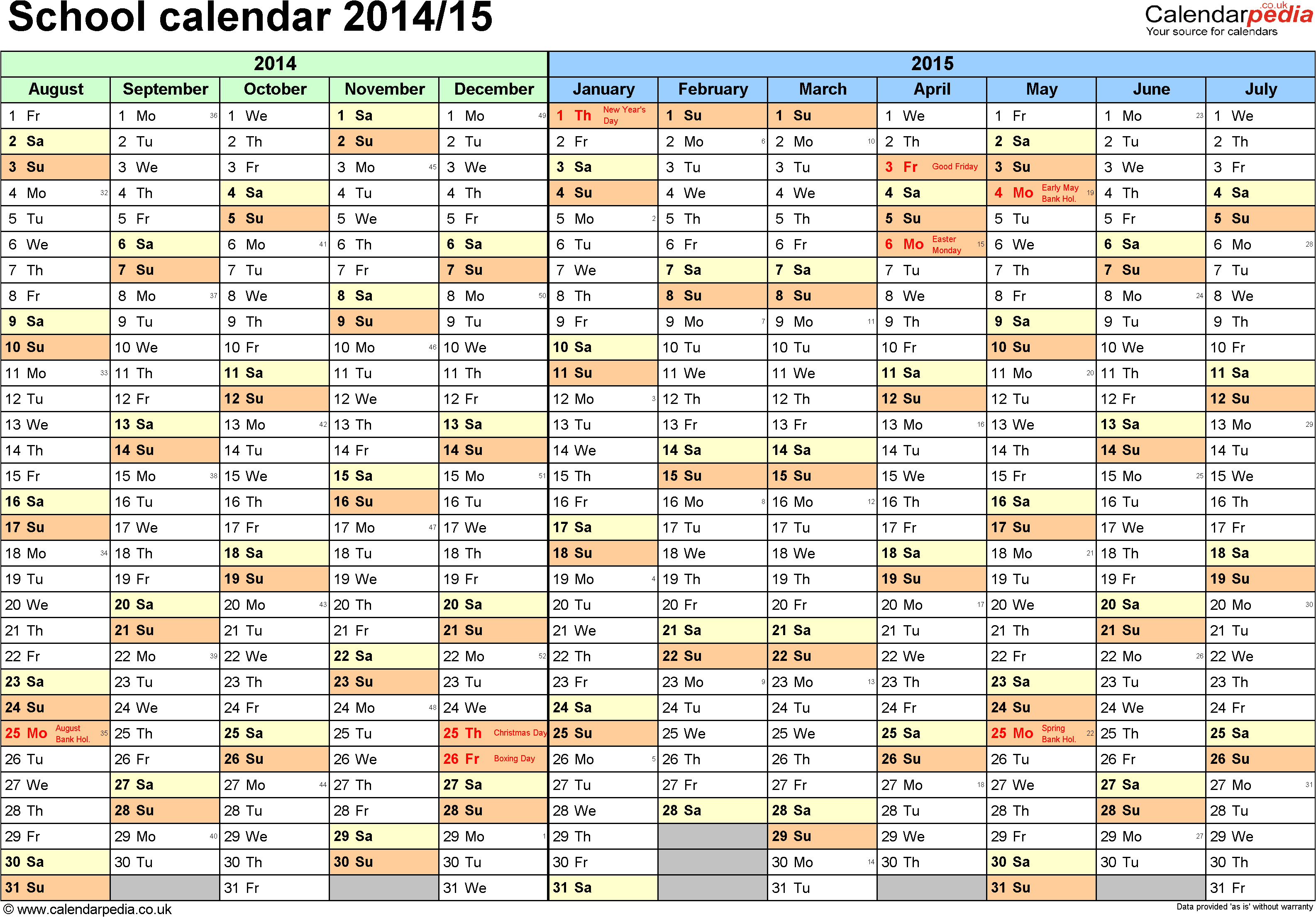 school calendar 2014 2015 word templates