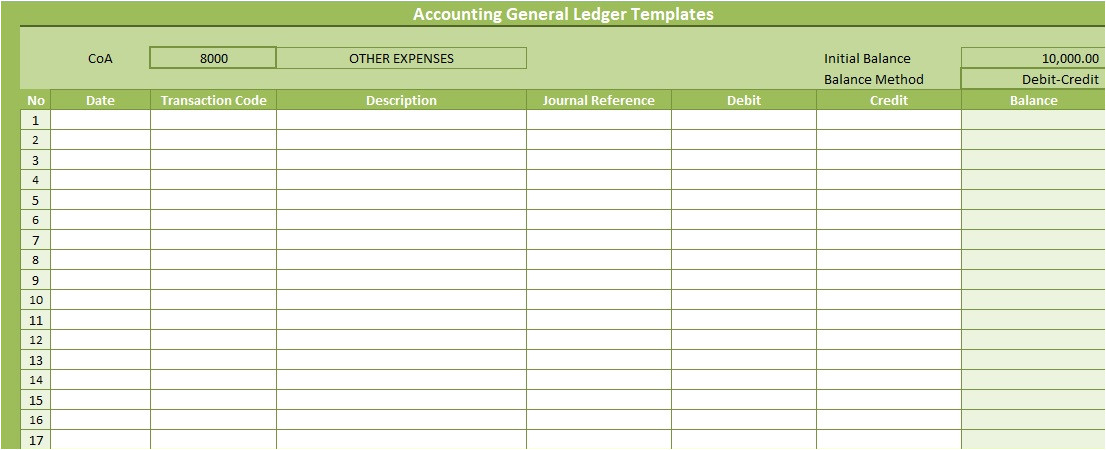 accounting general ledger templates free
