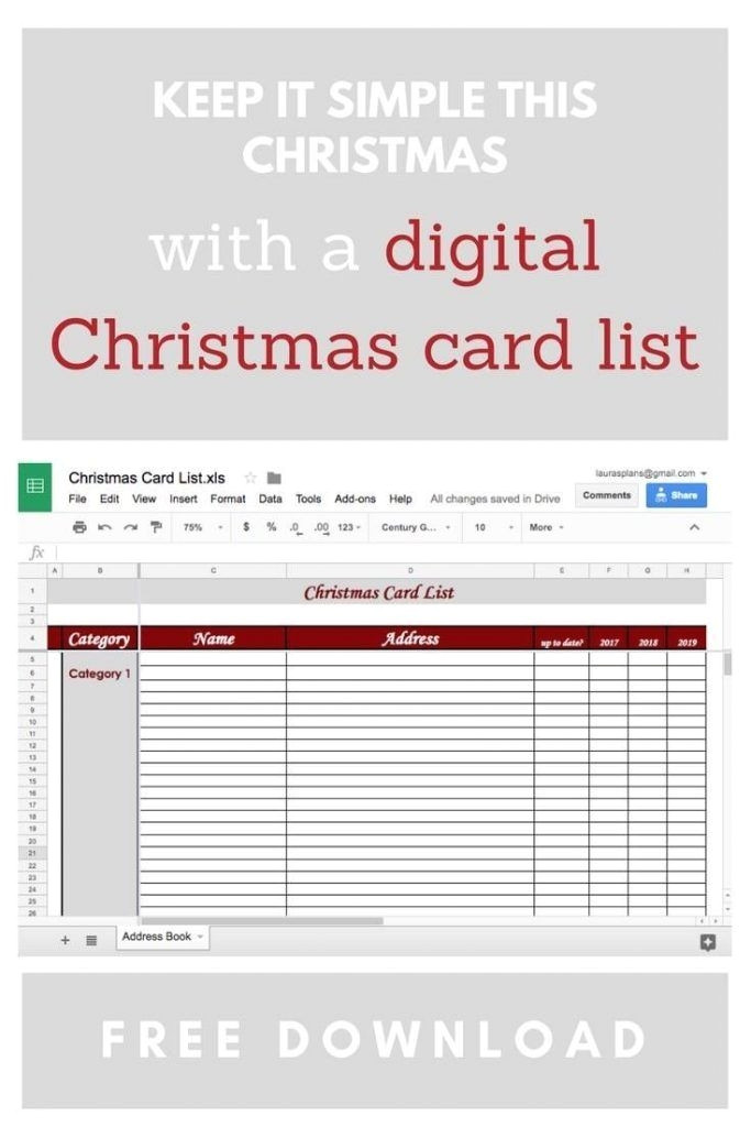 christmas card list template mac