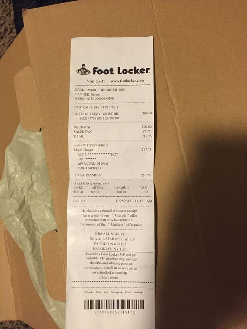 foot locker receipt template