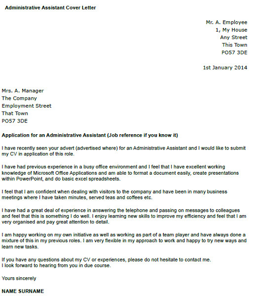 Admin asst Cover Letter Administrative assistant Cover Letter Example Icover org Uk