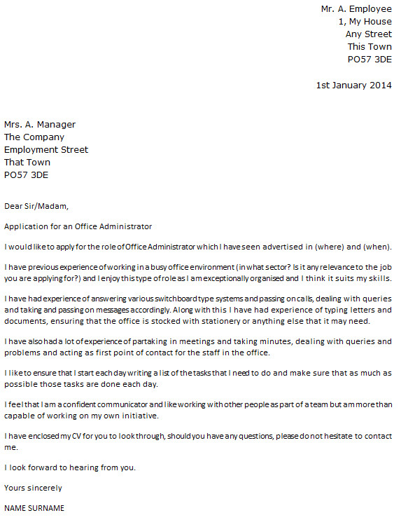 Adminstration Cover Letter Office Administrator Cover Letter Example Icover org Uk