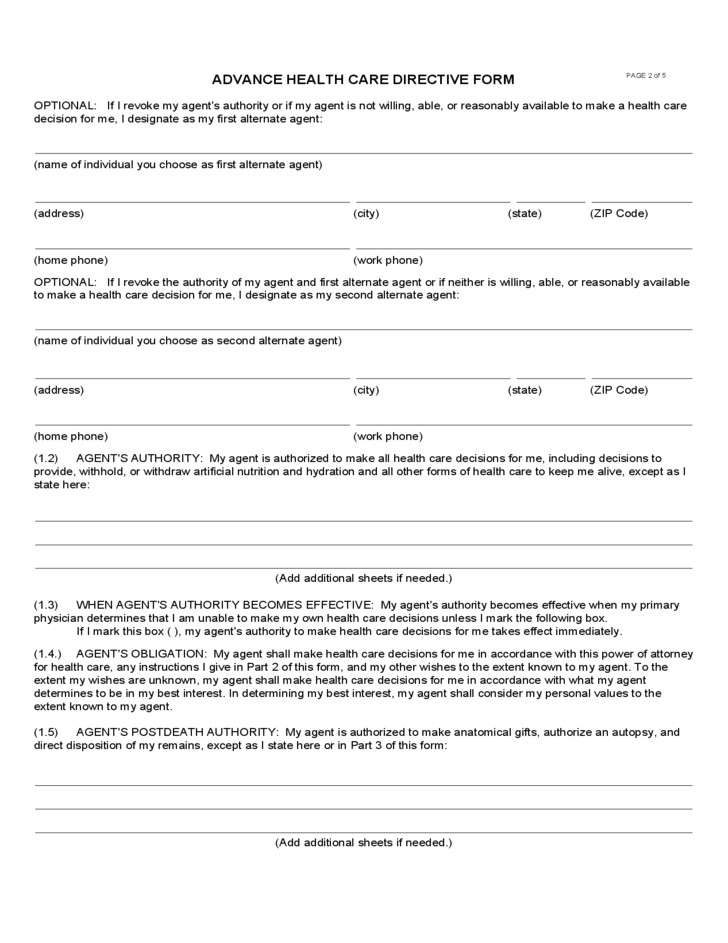 Advance Care Directive Template Medical Directive Template