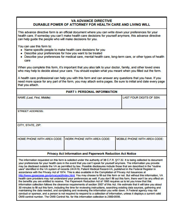 Advanced Directive Template Williamson ga us