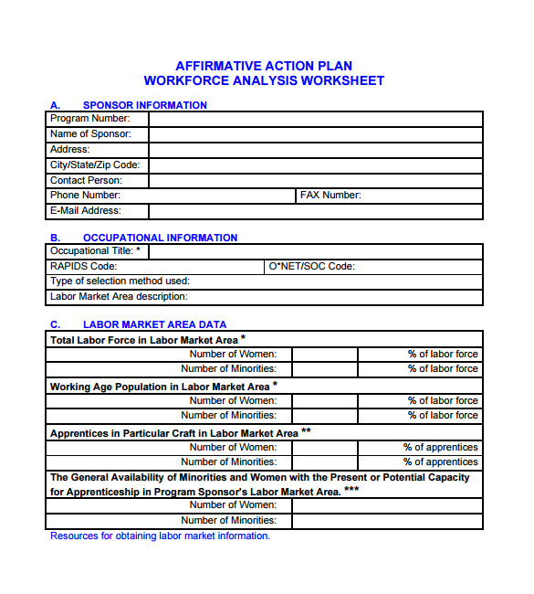 sample affirmative action plan