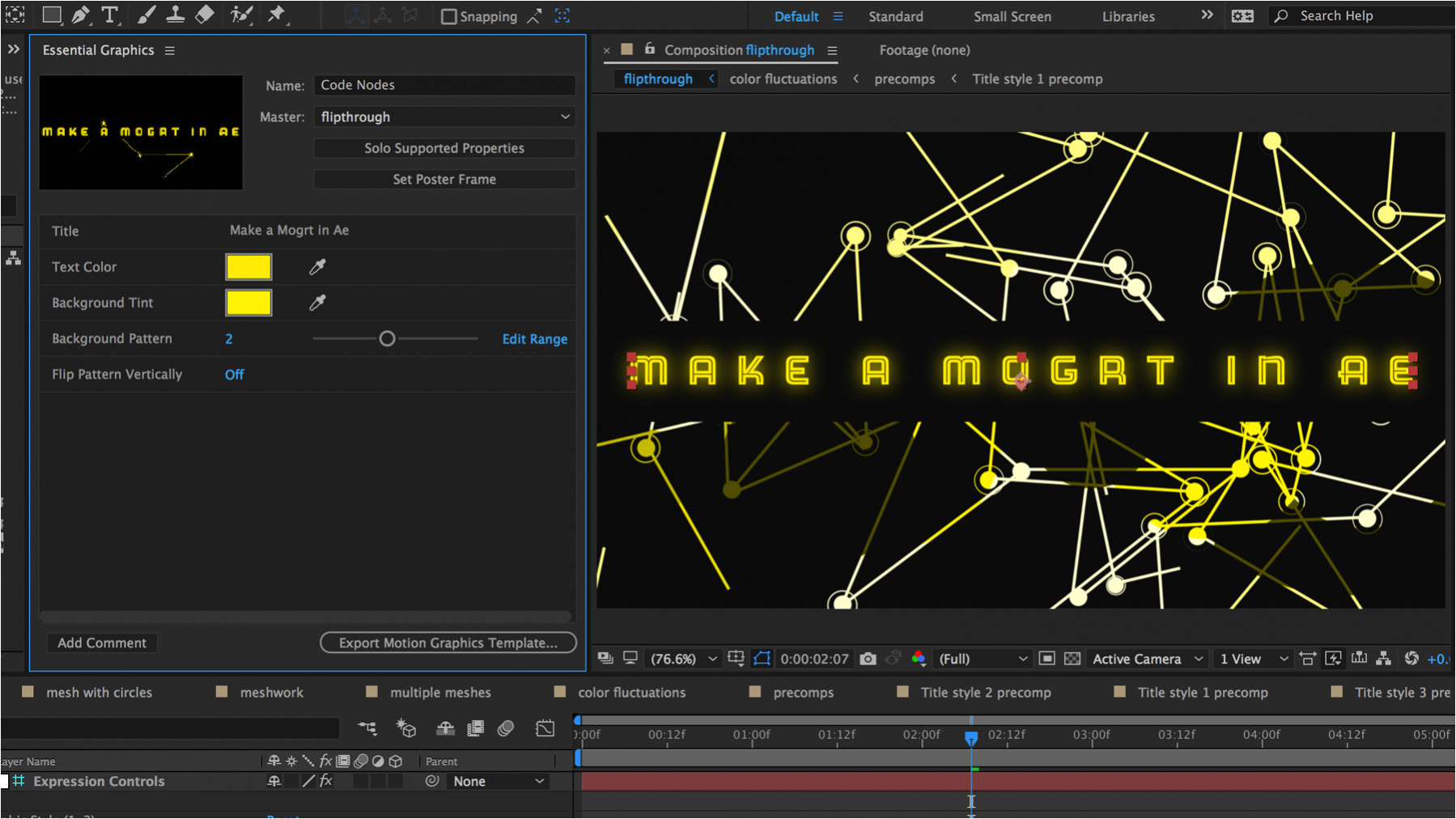creating motion graphics templates in adobe after effects