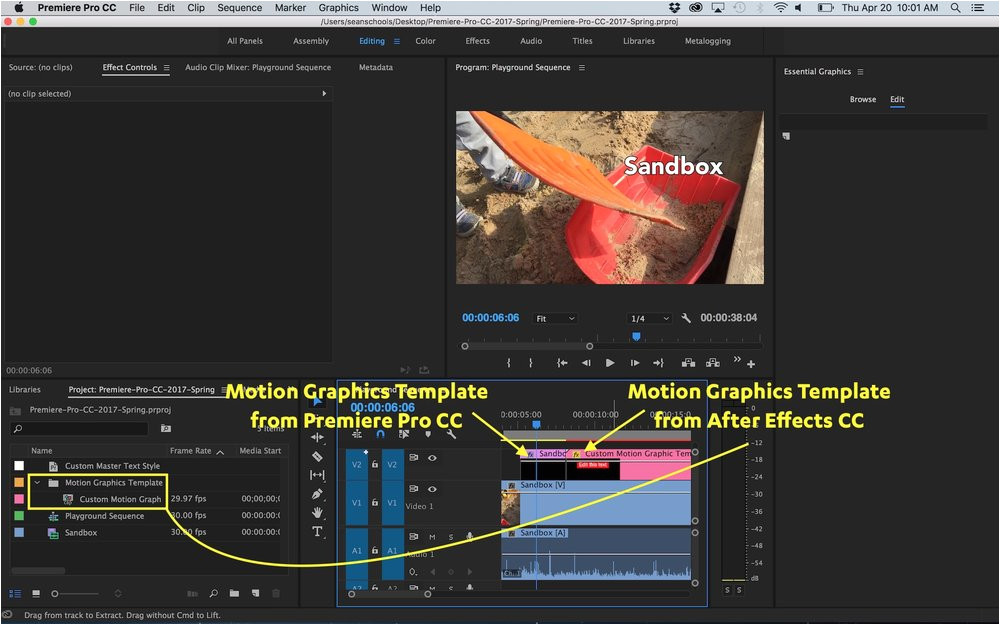 motion graphics template workflow in after effects and premiere pro cc 2017 spring