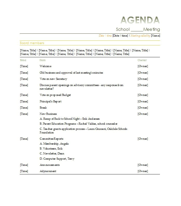 meeting agenda templates
