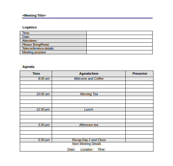 Agendas for Meetings Templates Free 50 Meeting Agenda Templates Pdf Doc Free Premium