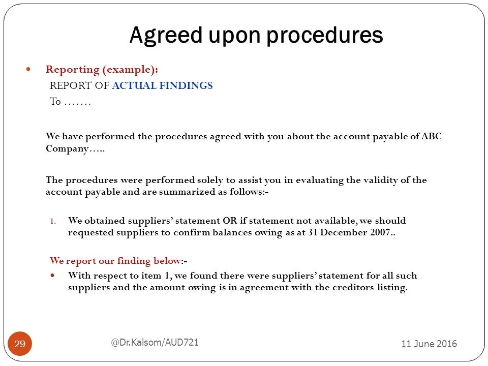 agreed upon procedures engagement letter