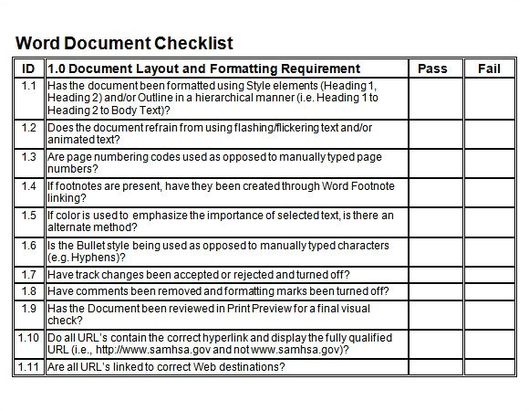 air force checklist template