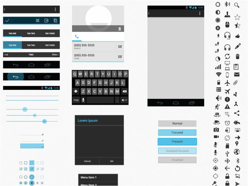 android gui wireframe templates 2014