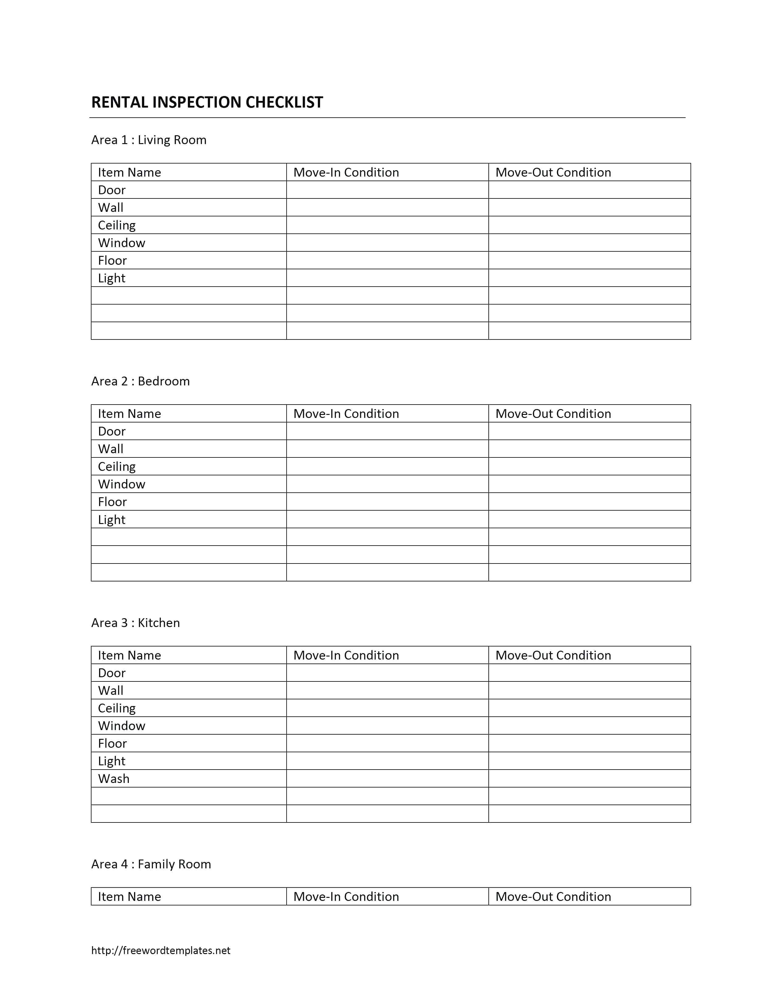 apartment walkthrough checklist template