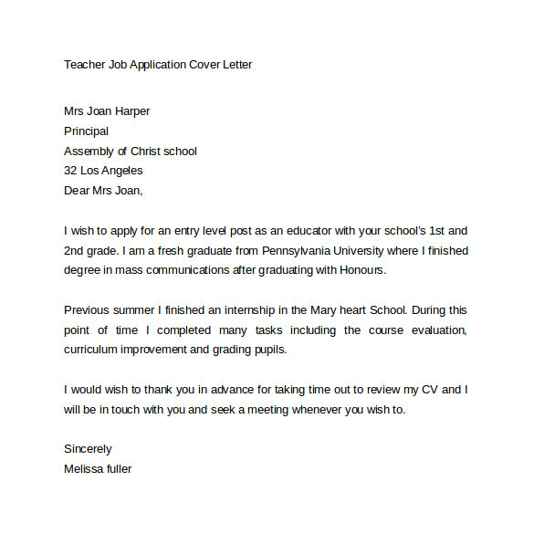 Applying for A Teaching Job Cover Letter 15 Application Cover Letter Templates Samples Examples