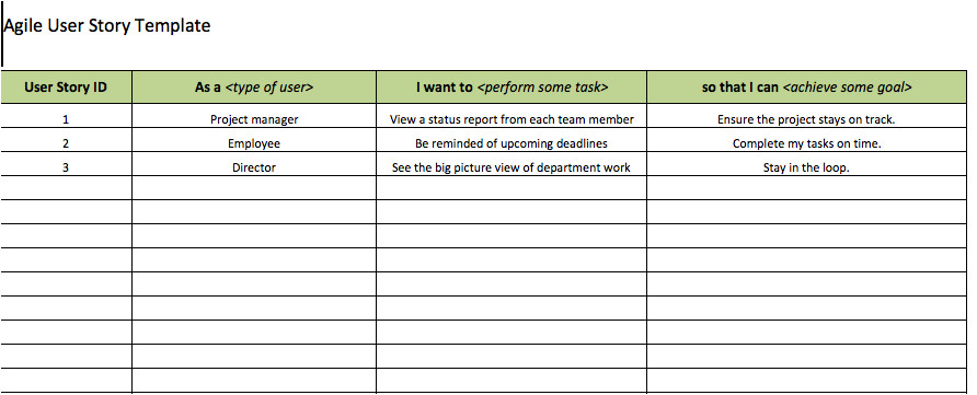 As A User I Want User Story Template Free Agile Project Management Templates In Excel