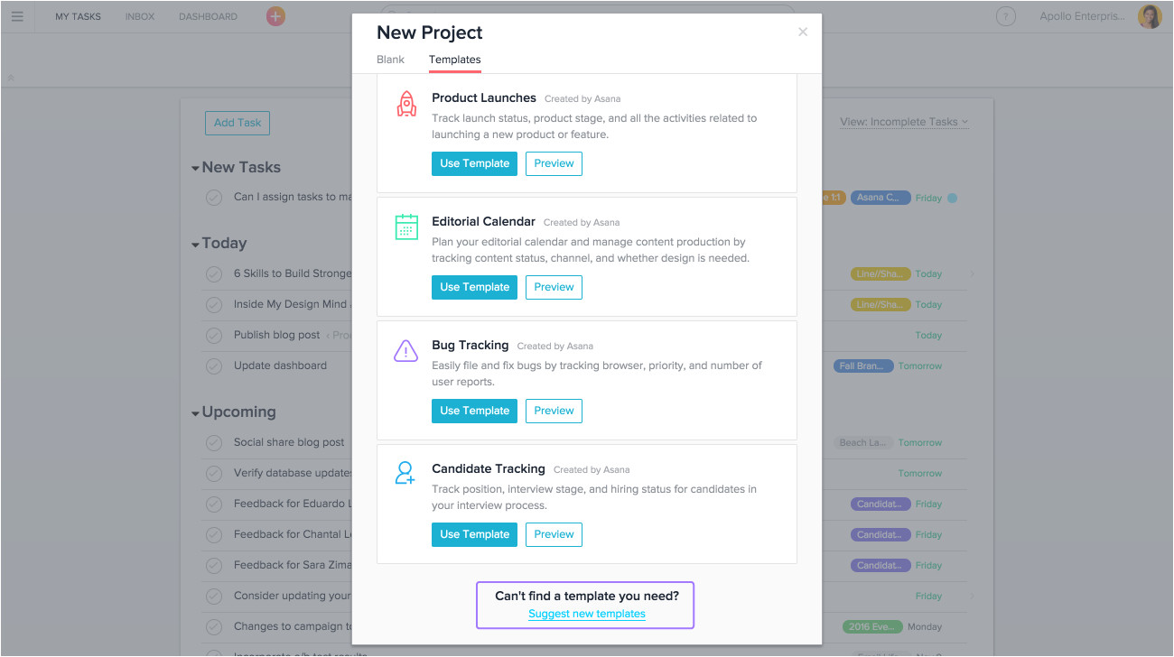 asana re releases project templates