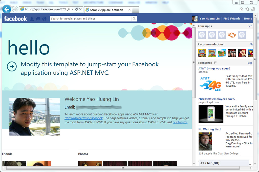 the new facebook application template and library for asp net mvc