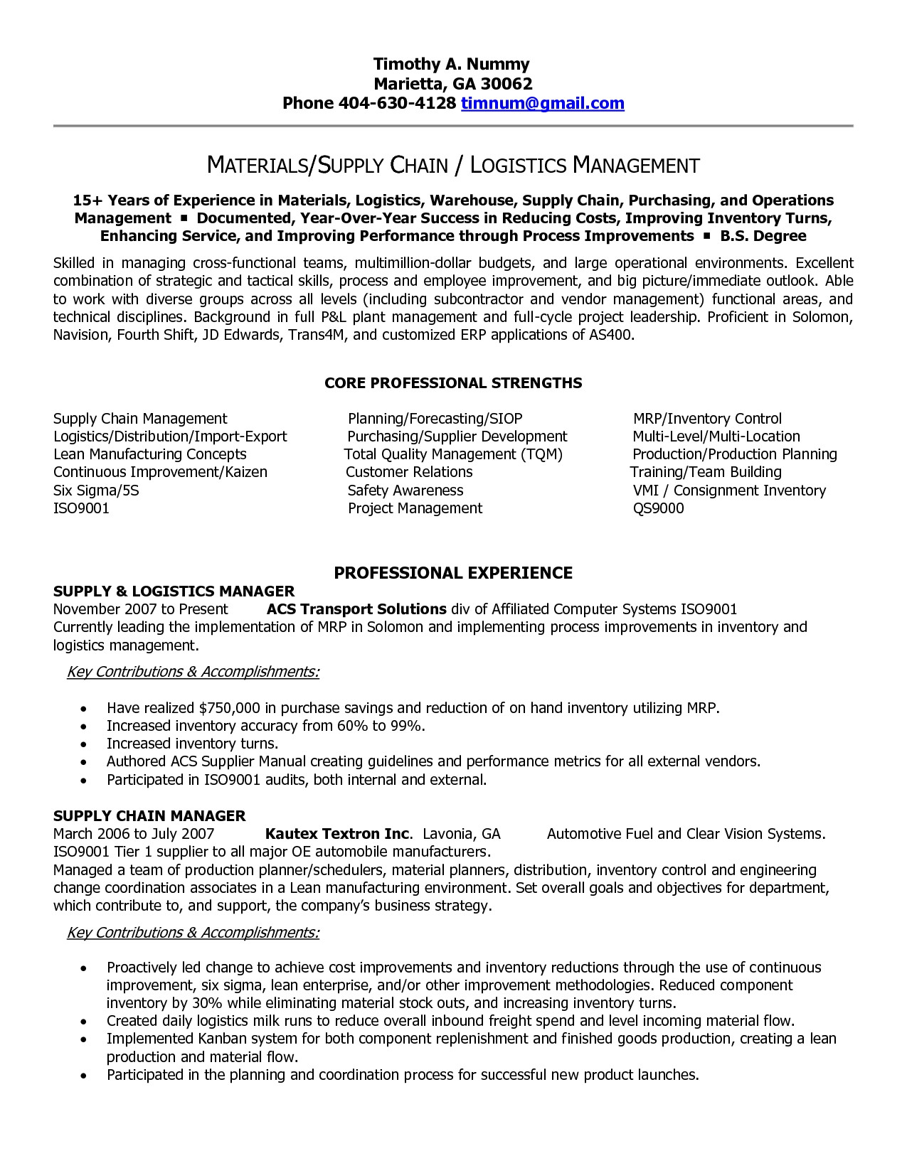 resume format for automobile industry