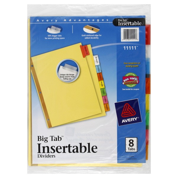 Avery Big Tab Inserts for Dividers 8 Tab Template Avery Big Tab Insertable Dividers 8 Tabs