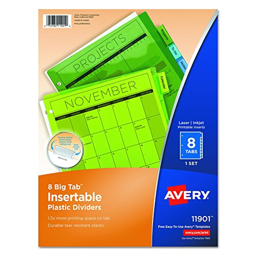 avery 11901 insertable big tab plastic dividers 8tab letter ap b0000aqoh2