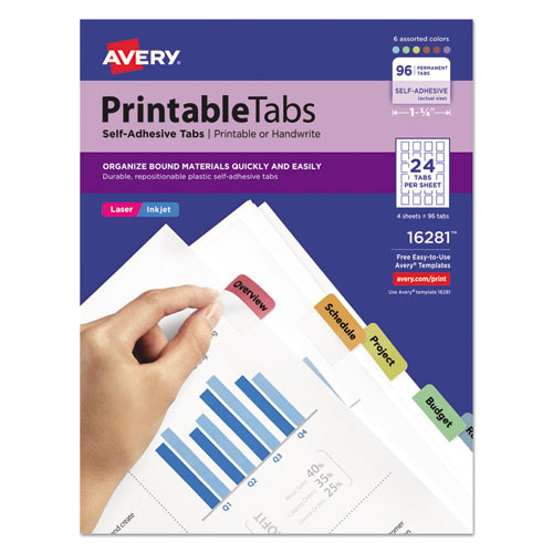 printable plastic tabs with repositionable adhesive 1 14 assorted 96pack ave16281