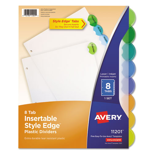 insertable style edge tab plastic dividers 8 tab letter ave11201