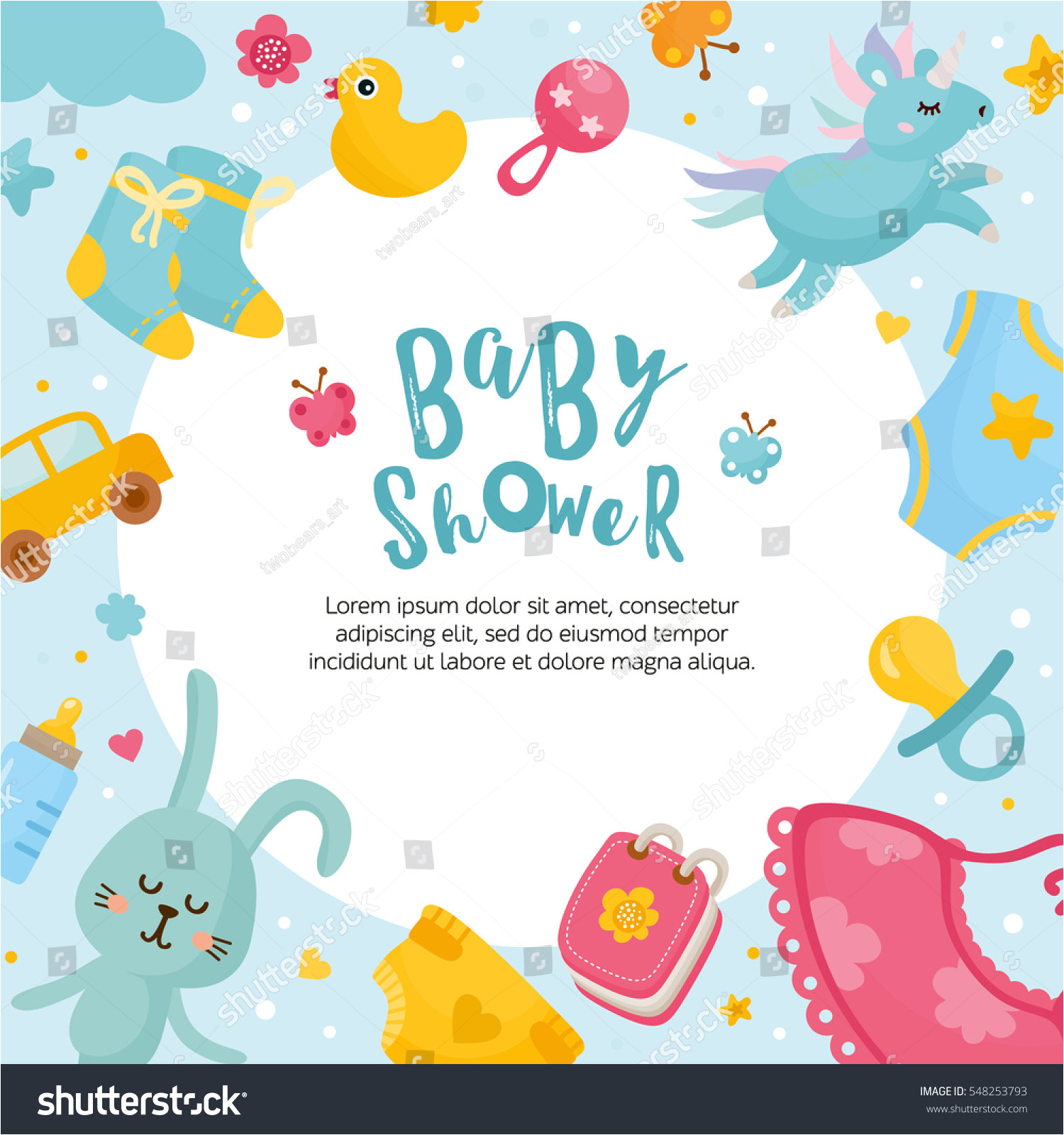 baby shower card template round frame 548253793