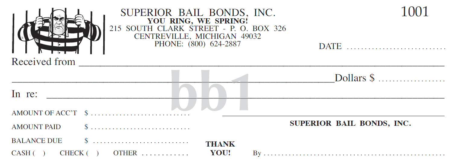 Bail Bond Receipt Template Superior Receipt Book Company Printing Services Bail Bonds