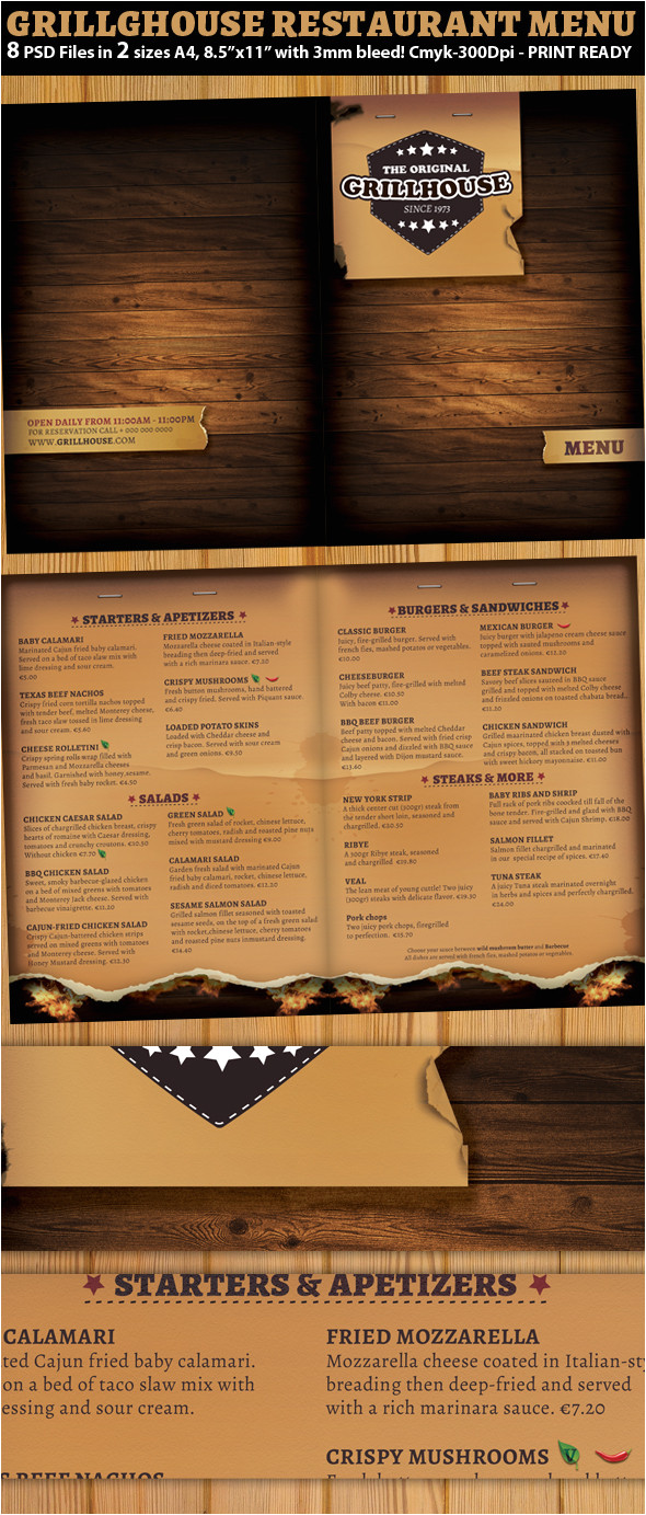 grill restaurant menu template