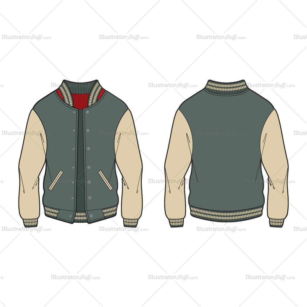 mens varsity jacket american baseball jacket fashion flat template