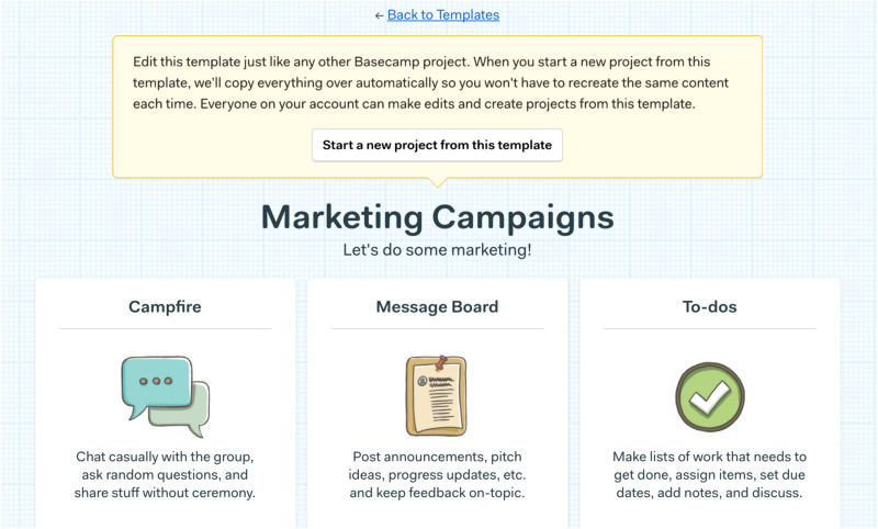 new basecamp 3 project templates