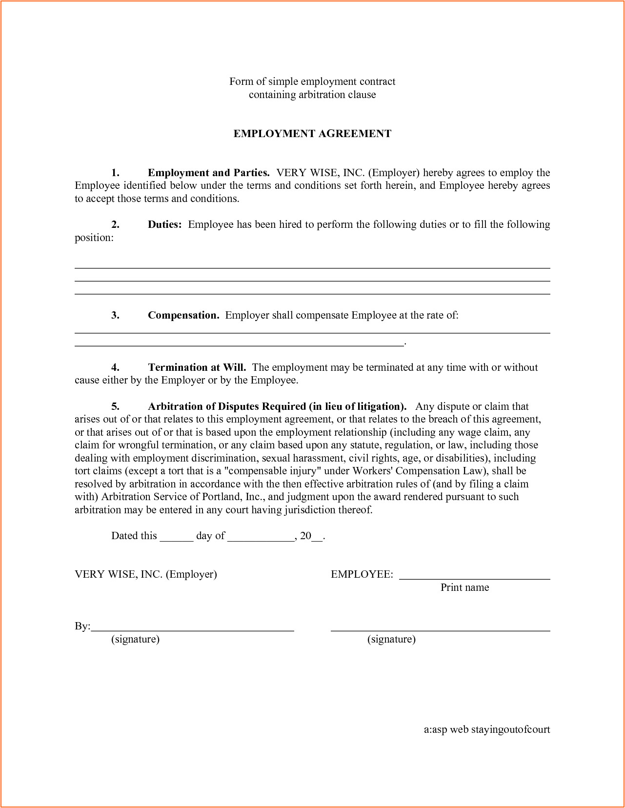 8 basic contract employment template