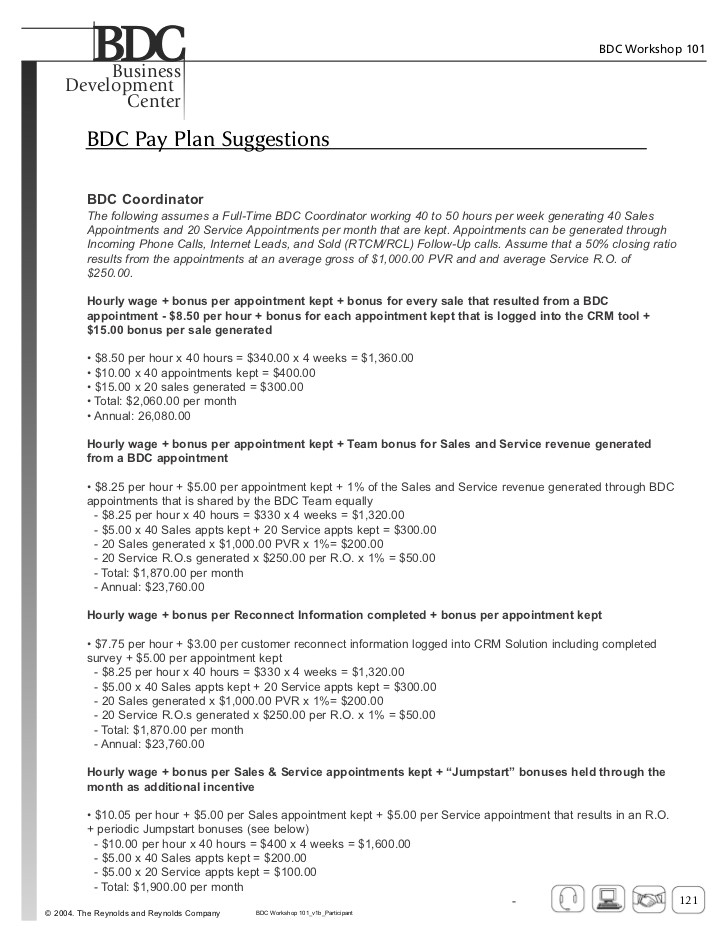 bdc pay plans examples