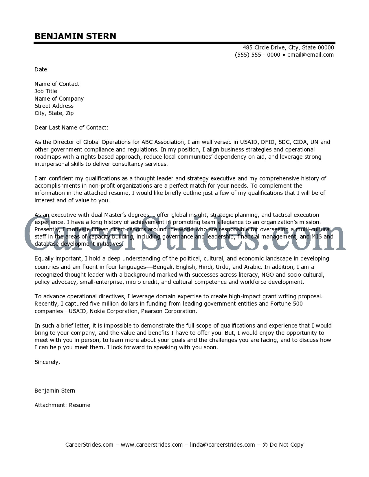 executive director cover letter sample