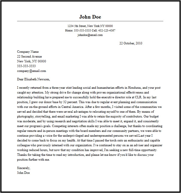 Best Cover Letter for Executive Director Position Professional Executive Director Cover Letter Sample