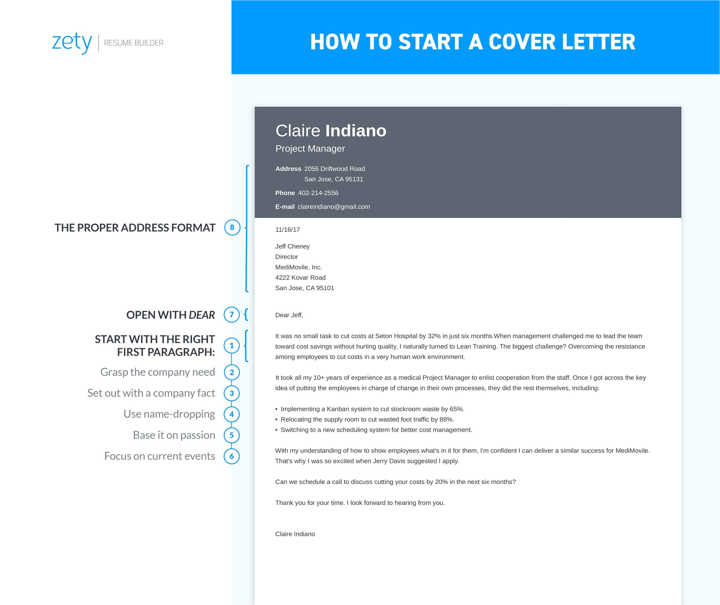 how to start a cover letter