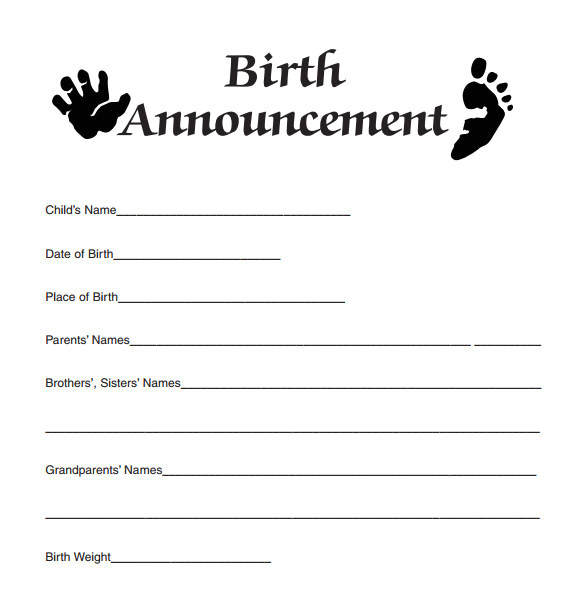 birth announcement free template