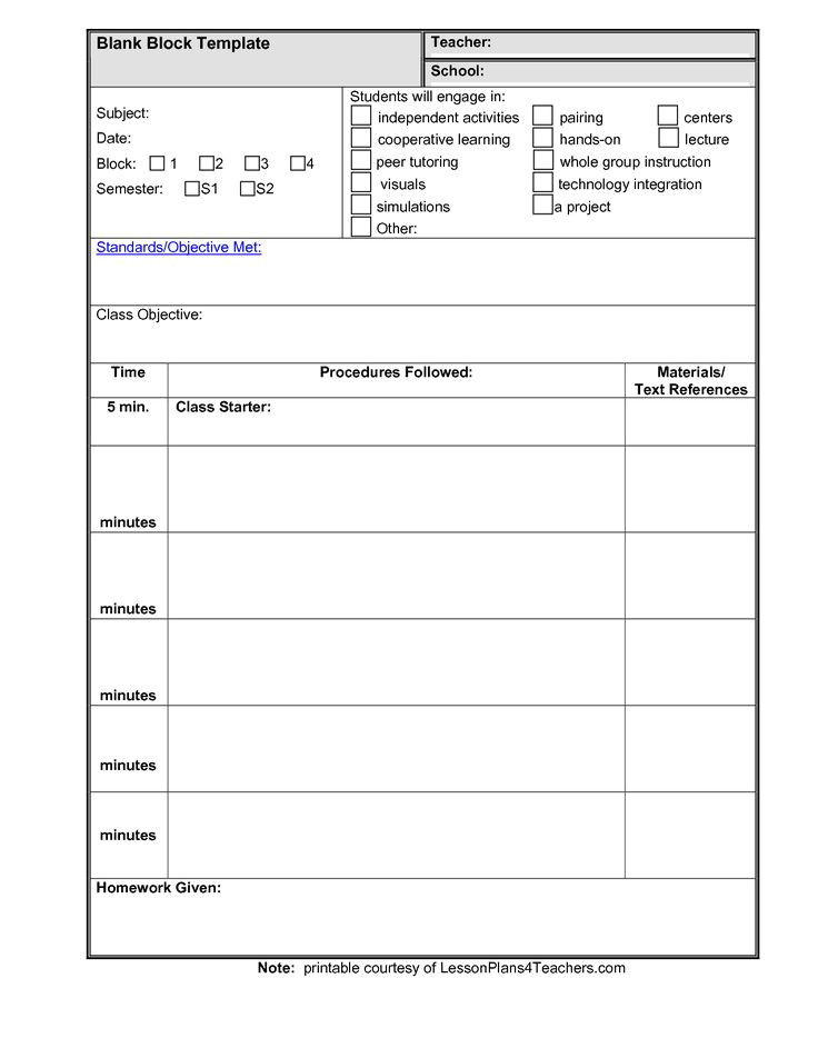 blank lesson plan template