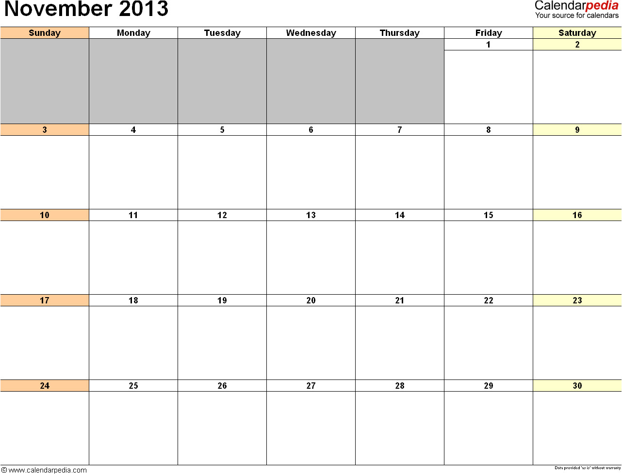 november 2013 calendar