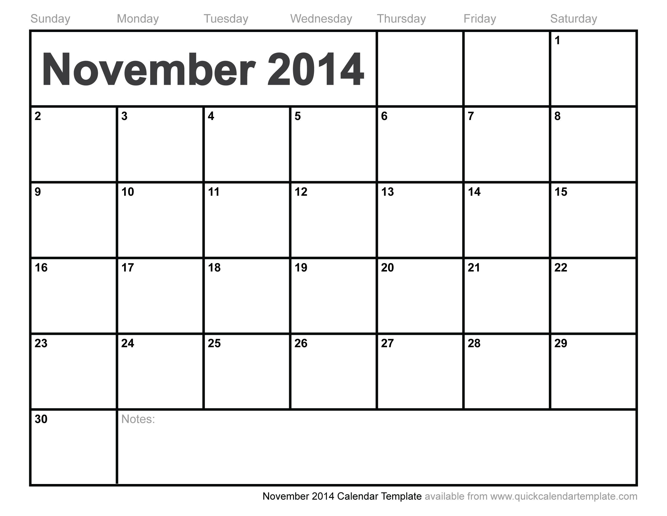 november 2014 printable calendar