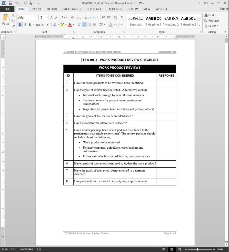 Blogger Product Review Template Work Product Review Checklist Template
