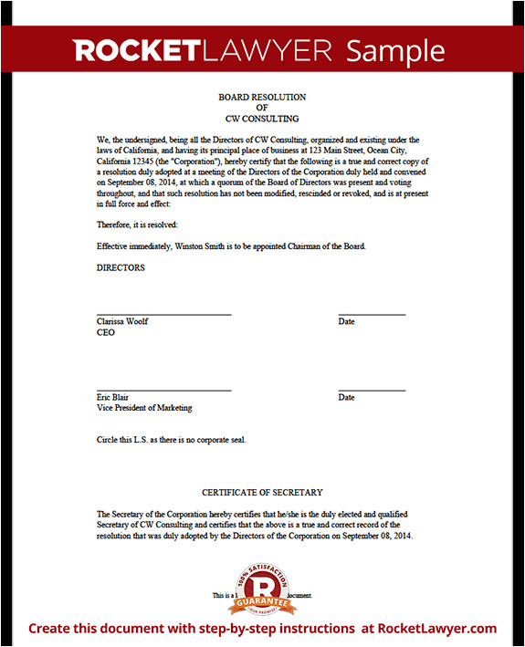 Board Resolutions Template Board Resolution