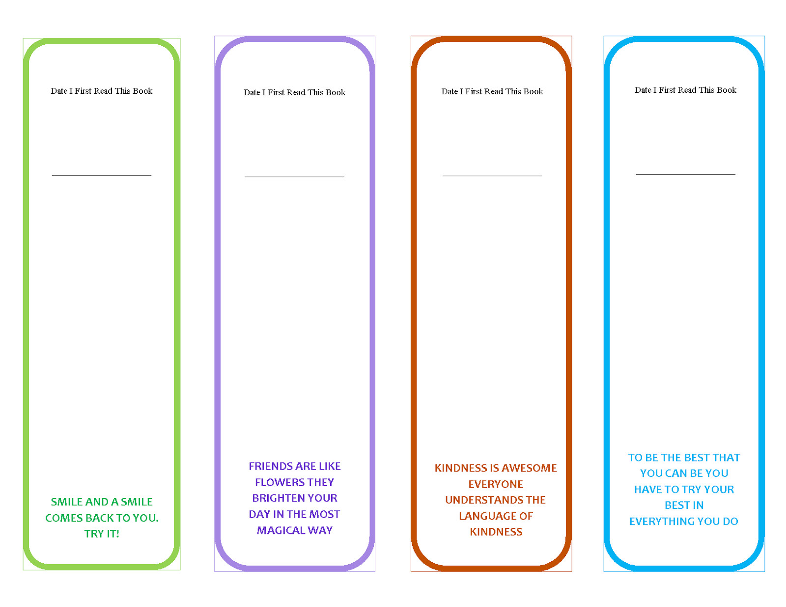 bookmark template to print