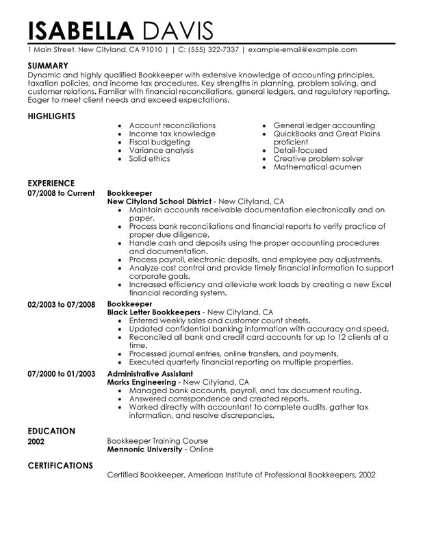 Bookkeeping Resumes Samples Unforgettable Bookkeeper Resume Examples to Stand Out