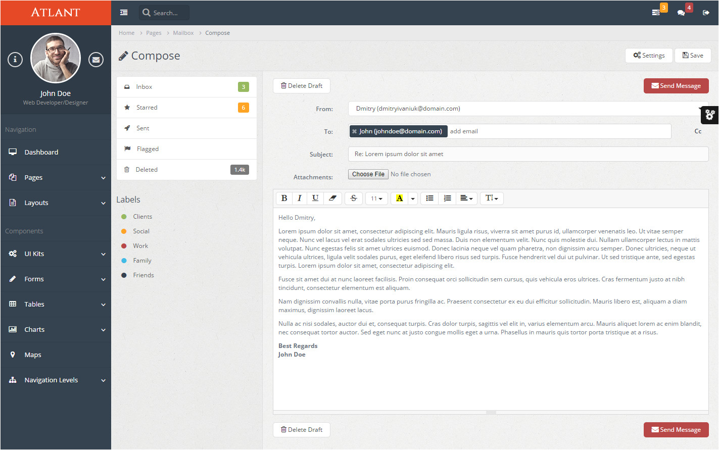 Bootstrap 3 Email Template 1 Bootstrap 3 Email Template atlant Bootstrap Admin Template by Aqvatarius themeforest